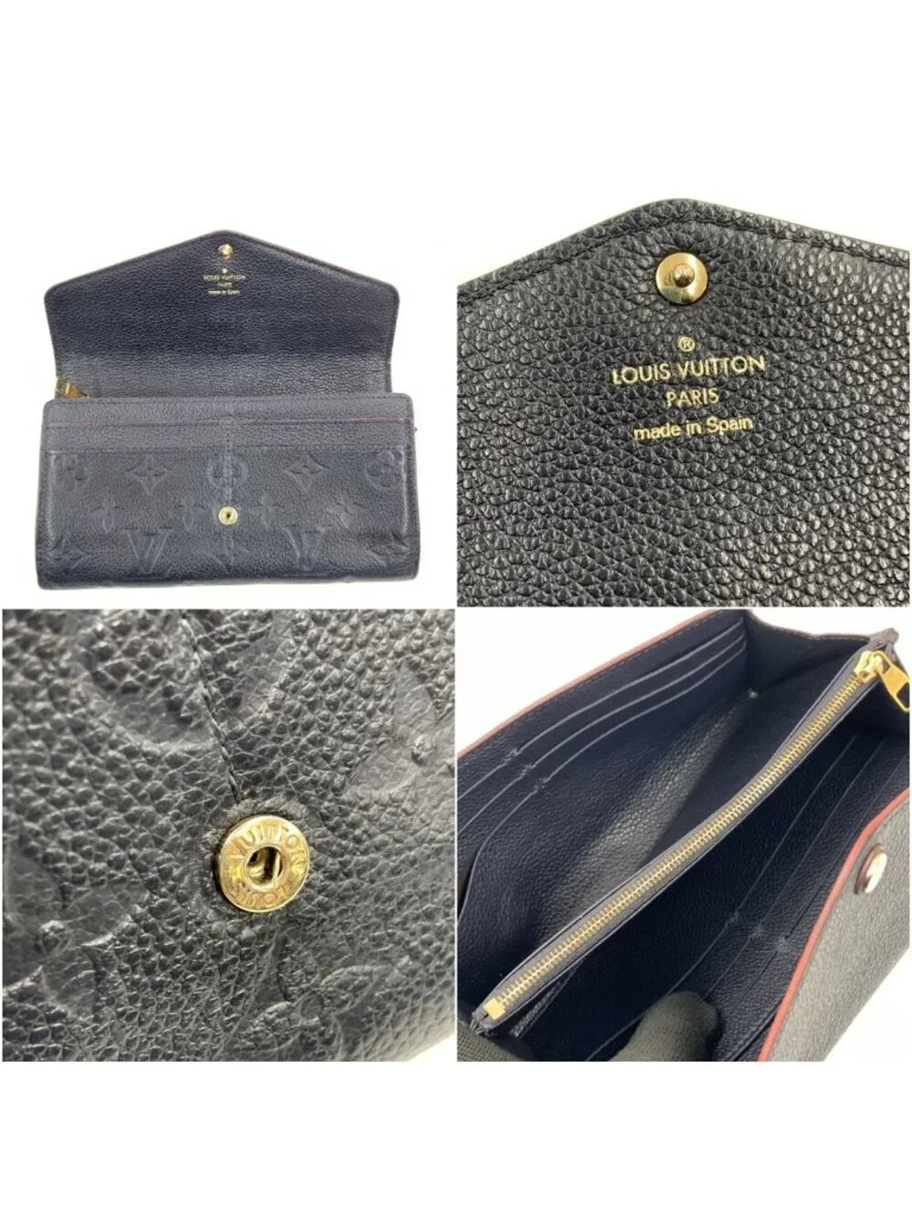 Louis Vuitton Monogram Empreinte Portefeuille Sarah Bifold Wallet Navy